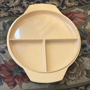 Divided Serving Dish/Plate Regal Ware Microwave Tan No Lid Pre-Owned 10" Dia.